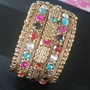 Elegant Gold Multi-Color Gemstone Bracelet